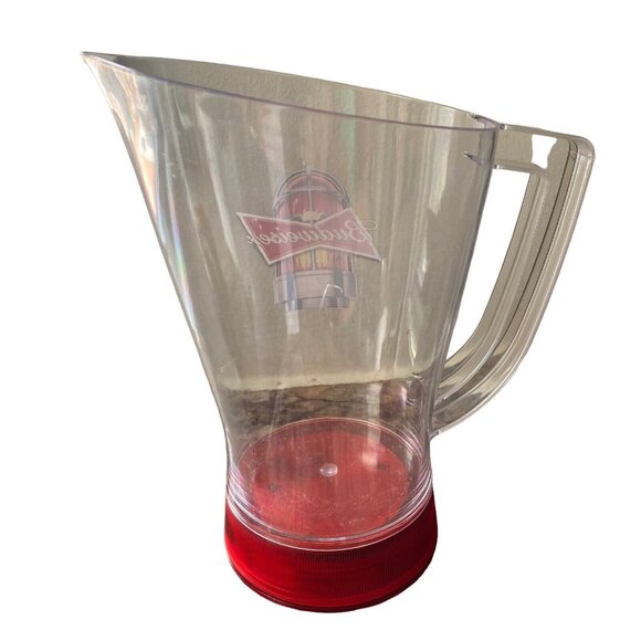 Budweiser Plastic Beer Pitcher Water Jug Red Light Bottom 64 Oz - Picture 4 of 5